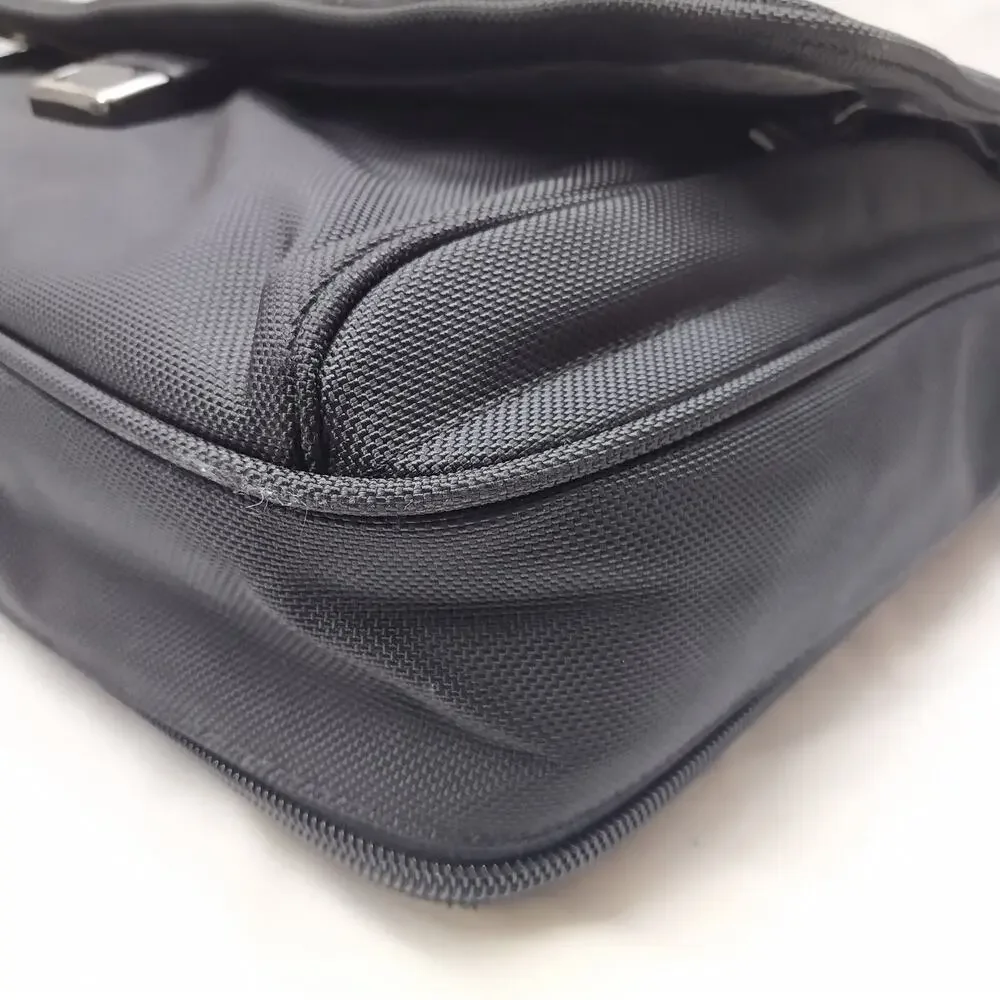 Tumi FXT Ballistic Black Nylon Pushlock Briefcase Messenger Laptop Bag